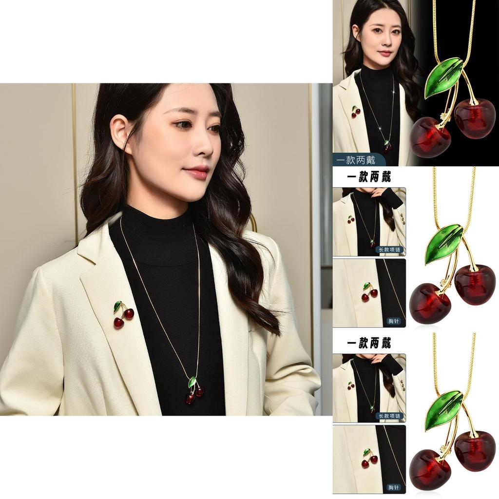 Chic Snake Chain Cherry Necklace For Women Featuring Stunning Artificial Gemstone