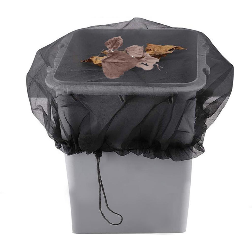 2PCS Water Collection Mesh Cover Black Netting Screen Drawstring 37in Prevents Bugs   Protector for Rain Buckets Garden