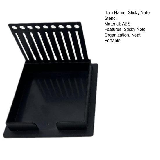 Sticky Note Holder with Stencil Plastic Post Note Dispenser Self-Sticky Note Pads Organizer with Line Drawing Template for Office Home