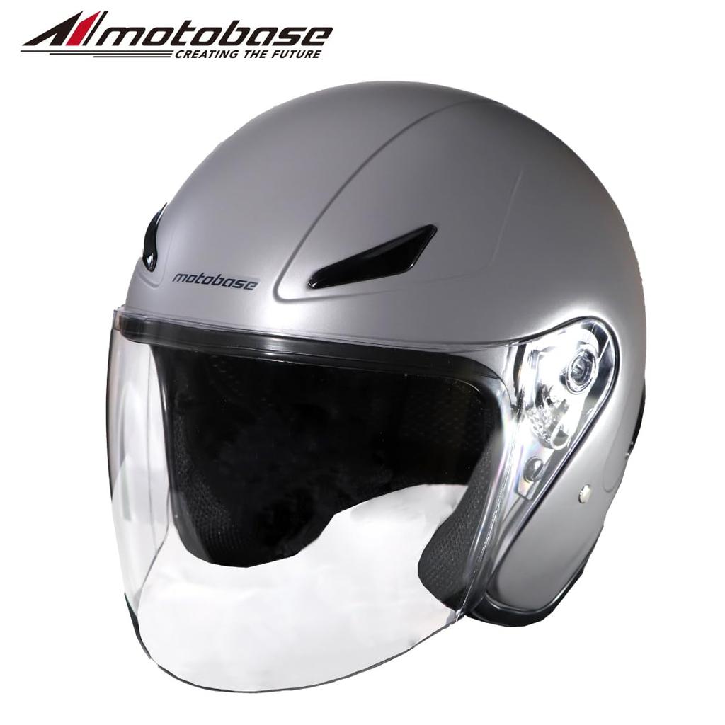 MOTO BASE Motorcycle Helmet Standard Open Face Jet Helmet Army Gray XL SG/PSC MBHL-SJ01