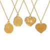 Gold-Plated Titanium Steel Heart Pendant Necklace with Embossed Design - European/American Style