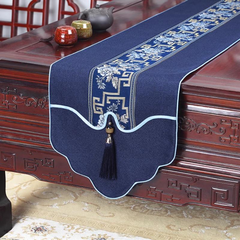 New Chinese Style Table Flag Modern Minimalist Zen Style Waterproof Tea Mat Long Tea Table Fabric Art Tablecloth