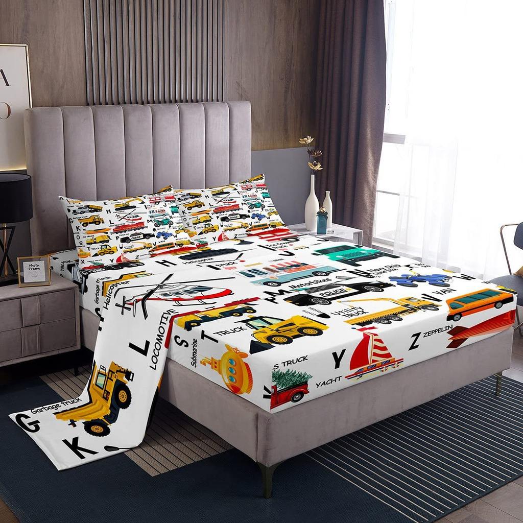 Chapéu de Cama com Padrão de Frutas Abacate Desenho Animado Conjunto de Roupa de Cama de Quatro Peças Decoração de Roupa de Cama para Quarto de Dormitório