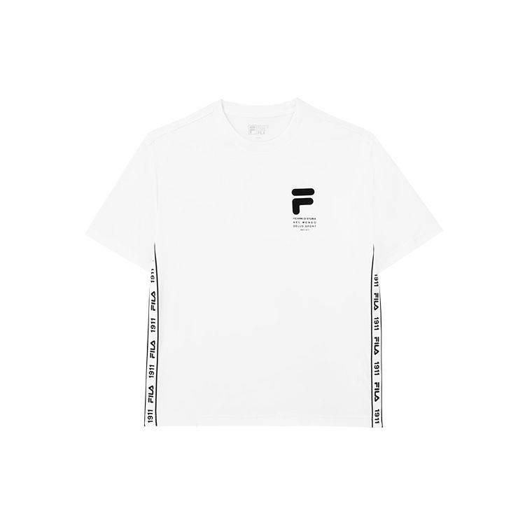 Fila Casual Breathable Printed Round Neck Sports Short Sleeve T-Shirt Men Tops Standard-White F11M138117F-WT