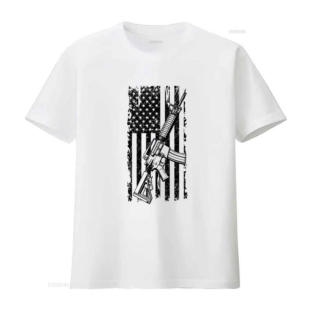 Mens Ar 15 Usa Flag Patriotic T Shirt Pro Gun 2nd Amendment Design Vintage Washed Fashion Slightly Streetwear Designer Clothes