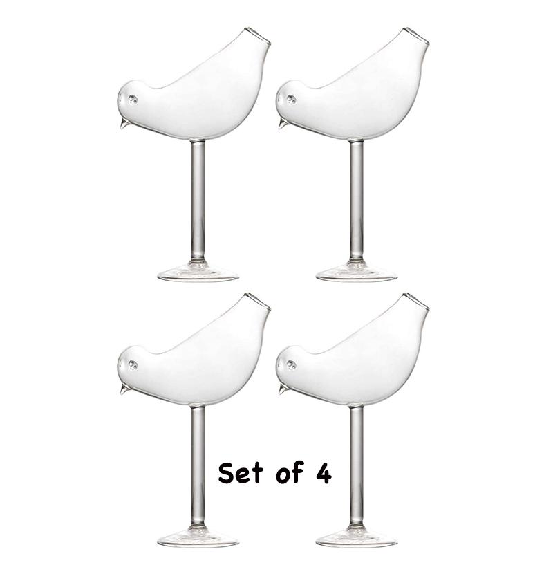 

4PCS Creative Bird Shape Cocktail Glasses Wine Glass Excellent For Cocktail Bar Glassware Set of 4 150ml