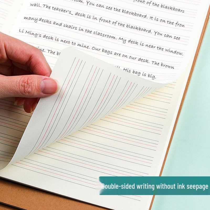 Thickened Saddle-Stitched English Kraft Paper Exercise Notebook - 16K/32K for Language, Math, and Composition Practice