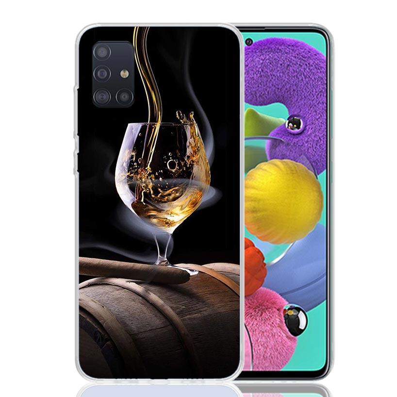 Cigar Whiskey Ice Drink Phone Case For Samsung Galaxy A52 A32 A22 A12 A02S A50S A30S A51 A31 AA71 Note 20 Ultra 10 S10 Plus Gala
