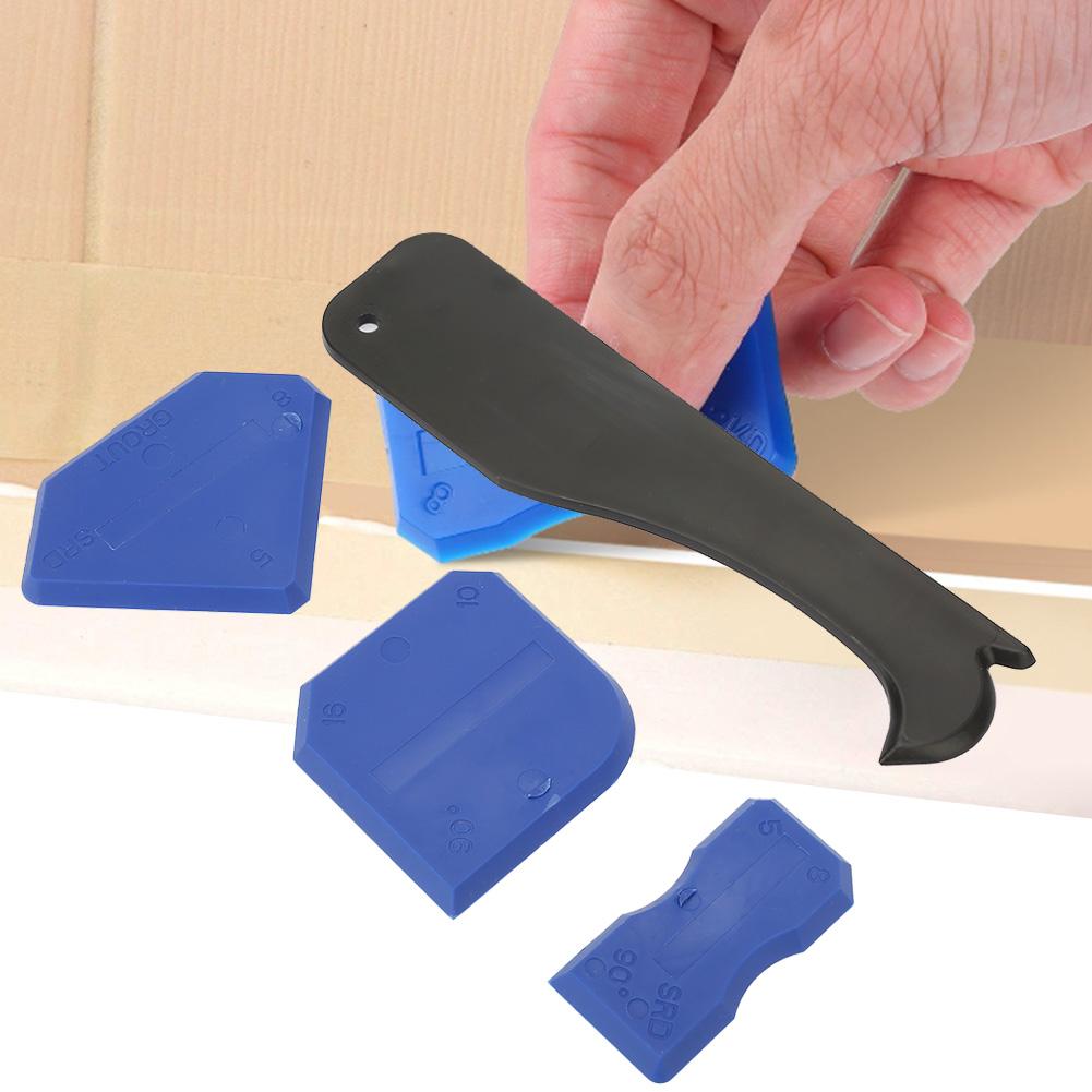 4PCS Caulk Tools Kit Silicone Sealant Remover Shovel Glass Cement Caulking Scraper (Blue)