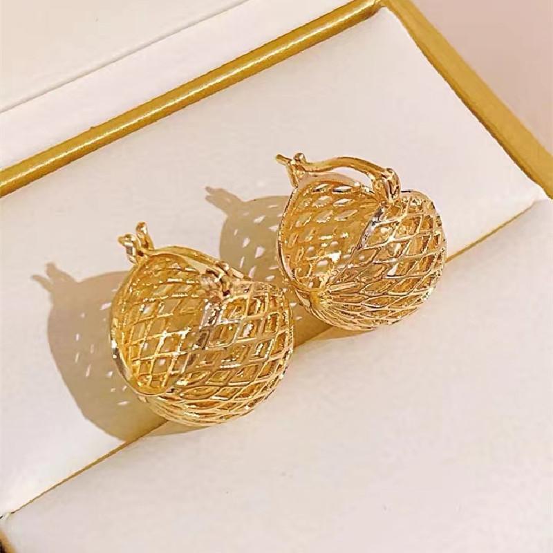 Hollow metal flower basket earrings New trendy temperament fashion niche ear buckle ear jewelry