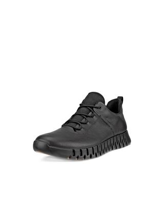 ECCO GRUUV Herresneakers i ægte læder, Størrelse M, GORE-TEX Vandtætte, Sort, Størrelser 26,5cm-27,0cm, 3E, 52522401001