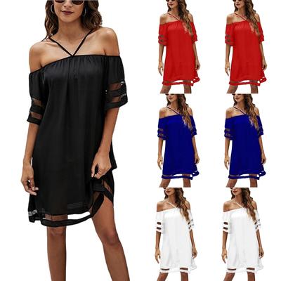 Damenkleider Einfarbig Lässig Trägerlos Spaghettiträger Kurzarmkleider