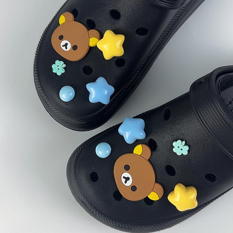 10PCS Fashion Shoe Charms Set Accessories Hole Shoe Buckle Cute Little Bear Star DIY 3D Shoes Decorations Kids Party Gift