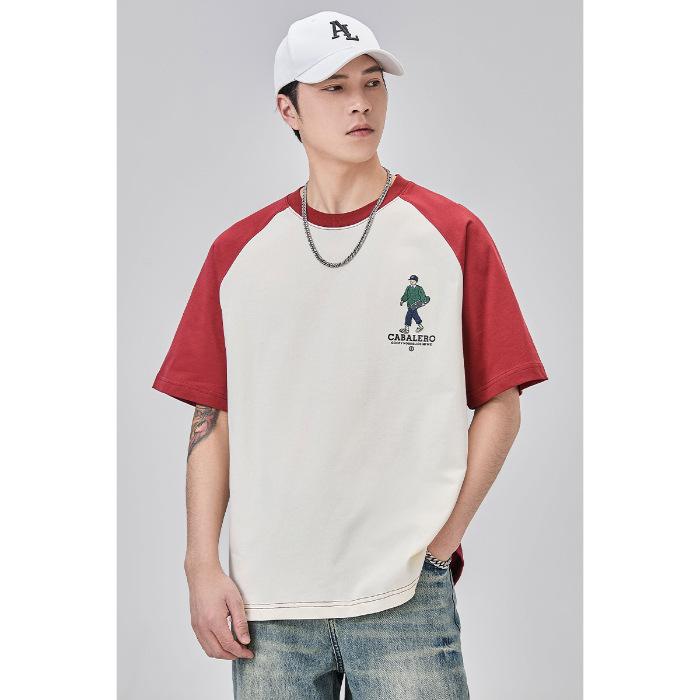 Updated Summer Printed Short-sleeved T-shirt for Mens Comfortable Fit Round Neck Half-sleeved Heavy Cotton T-shirt