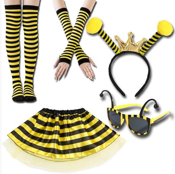 2026 Halloweenový kostým včelky Cosplay Set s křídly, pláštěm, čelenkou a brýlemi pro dospělé a děti