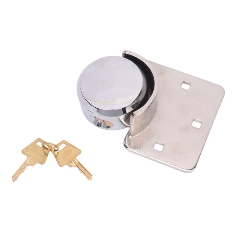 Round Lock Set with Enclosed Connection, Copper Body, Shrouded Mounting Hasp, and 2 Matching Keys for Garage Door and Toolbox Access
