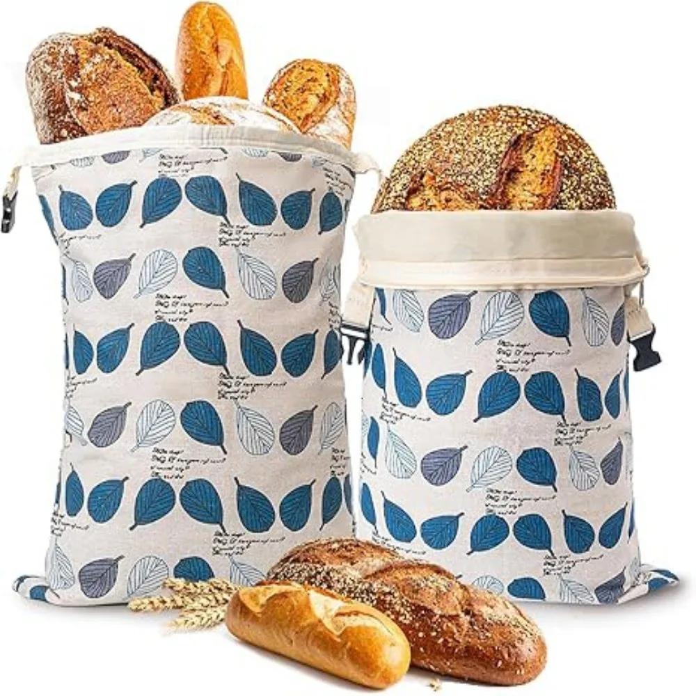 Reusable Beeswax Bread Bags Beeswax Coated Large Capacity Sourdough Bread Bags Freshness Preservation Lock Closure
