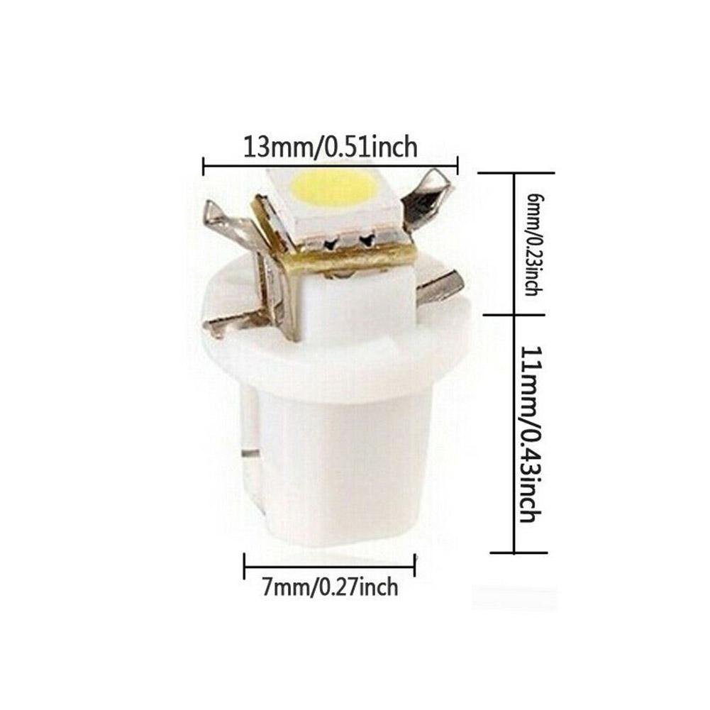 10Pcs T5 B8.5d LED Light Car Dashboard Speed Lights Bulb Cars Interior Lamp Accessories Dashboard Side Switch Lamps 12V 6000K