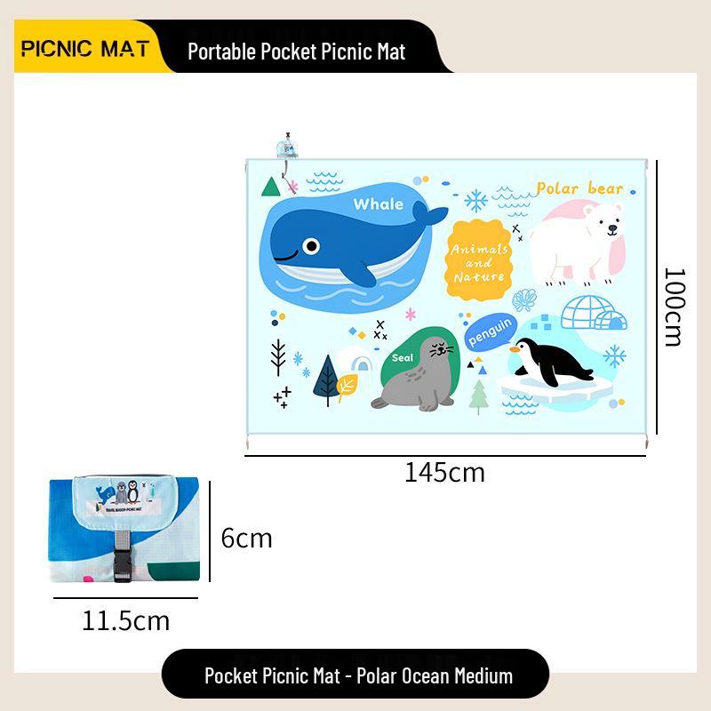 Утолщенный водонепроницаемый коврик для пикника и пляжа со шнурком
