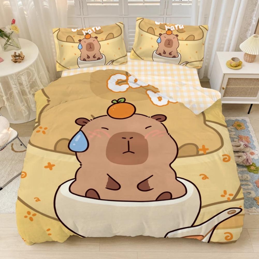 Cute Capybara Duvet Cover Pillowcase Bedding BoyGirl Bedroom Decoration Children-Gift Single Double Large SizeZip Duvet Cover
