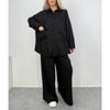 Fall Winter Women's 2 Pieces Outfits Long Sleeve Loose Shirt + Wide Leg Pants Set Casual Fashion Outfit