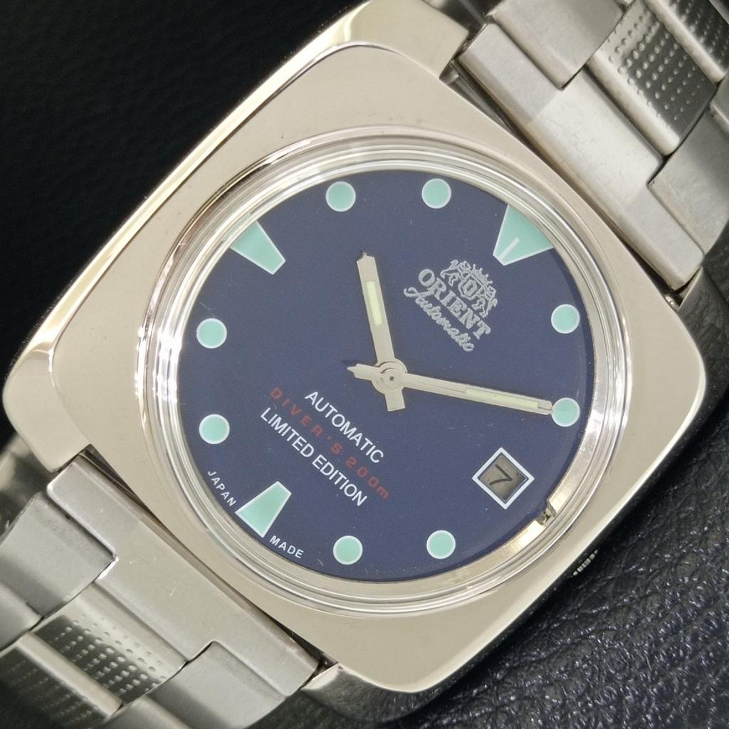 USED AUTOMATIC 46943 VINTAGE ORIENT JAPAN MENS BLUE COLOR DIAL WATCH A702237-5 R123-a702237