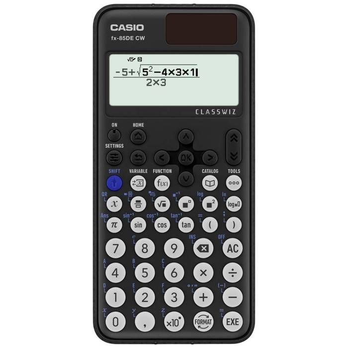Casio FX-85DE CW Calculatrice Technique Et Scientifique Noir Ecran: 10 À Pile(s), Solaire (l X H X P) 77 X 10.7 X 162 M