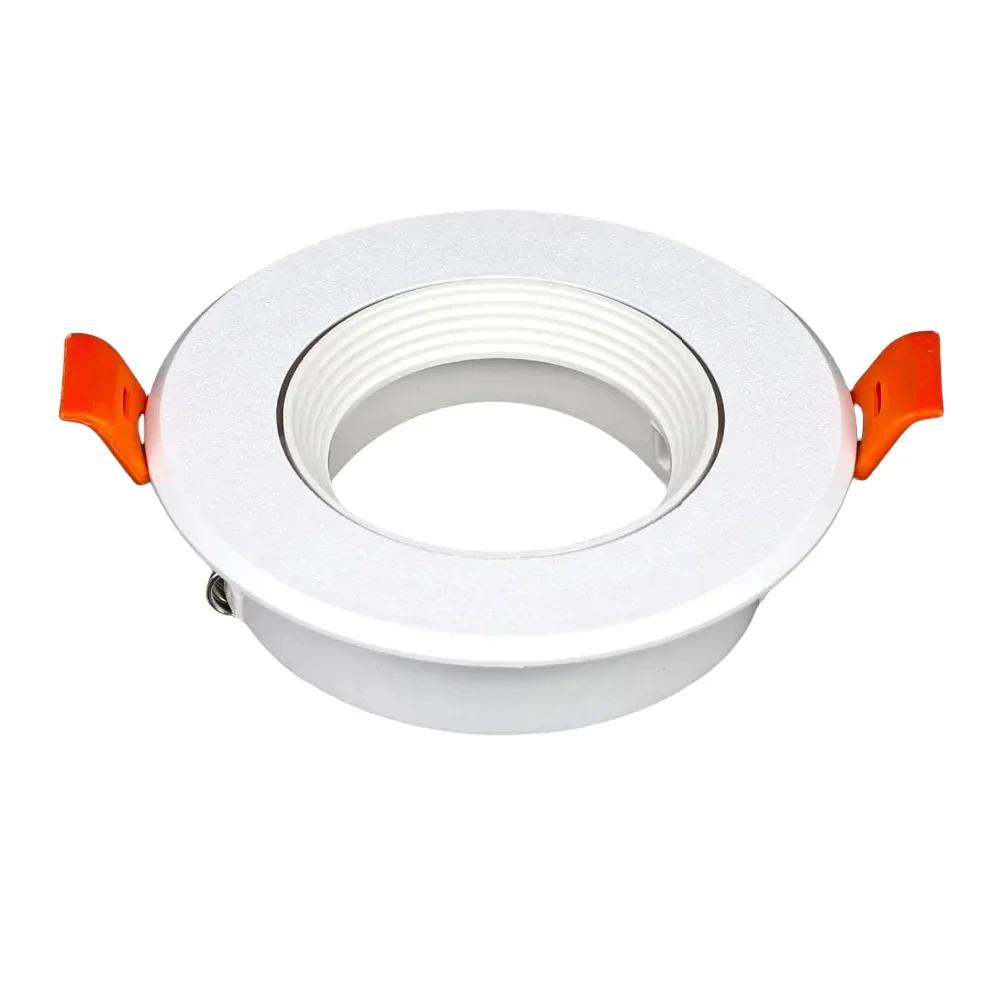 Round White Recessed LED Ceiling Light Spotlight Fixture GU10 MR16 Lampholder Downlight Fitting Adjustable Frame Housing Fixed