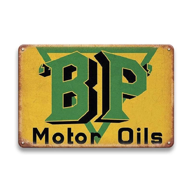 Vintage Decor Shabby Chic Metal Tin Signs Gulf Esso Agip Man Cave Wall Decoraion Motor Oil Garage Wall Stickers Gas Decor Pla