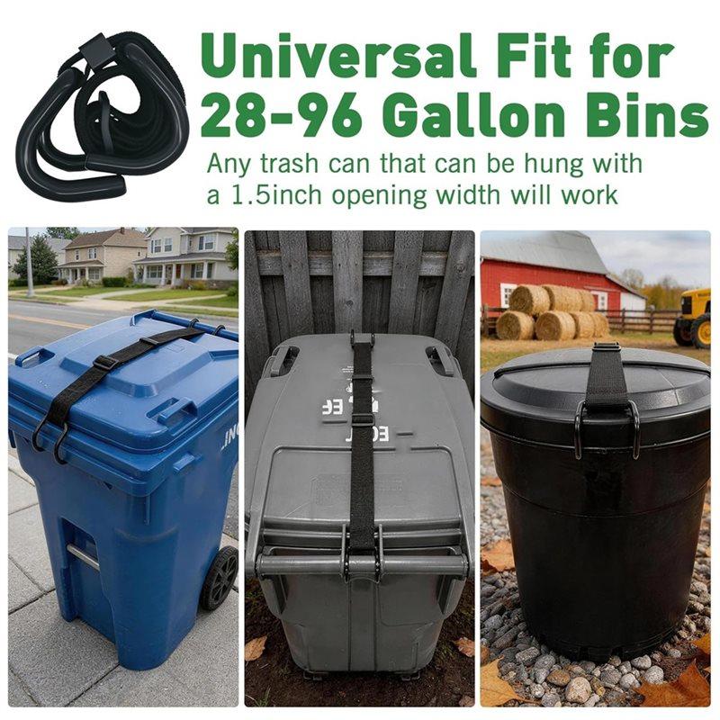 A25F-2 Adjustable Heavy Duty Trash Can Lock Strap Metal Hook Windproof Each 5X90cm Size Preventing Animals From Opening Trash