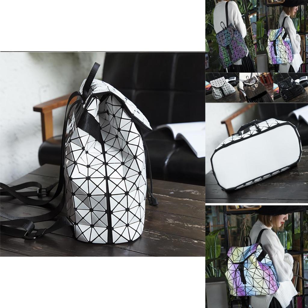 Versatile Geometric Lattice Sequins Backpack For Shopping Travel And School