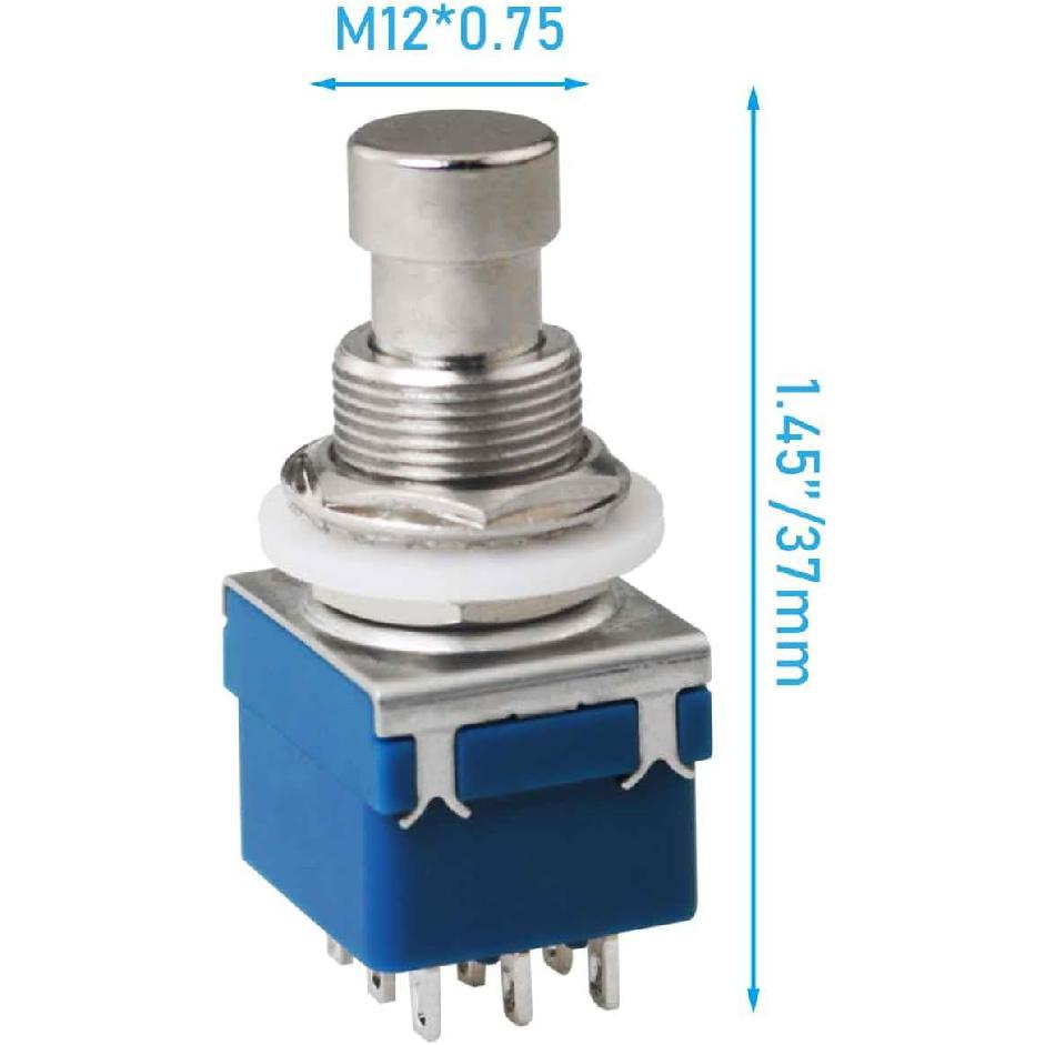 3PCS Guitar 3PDT Effects Footswitch Blue 9 Pin Pedal Metal Switch For Guitar Effects Pedal Amplifier Electronic Harmonica Music Equipment