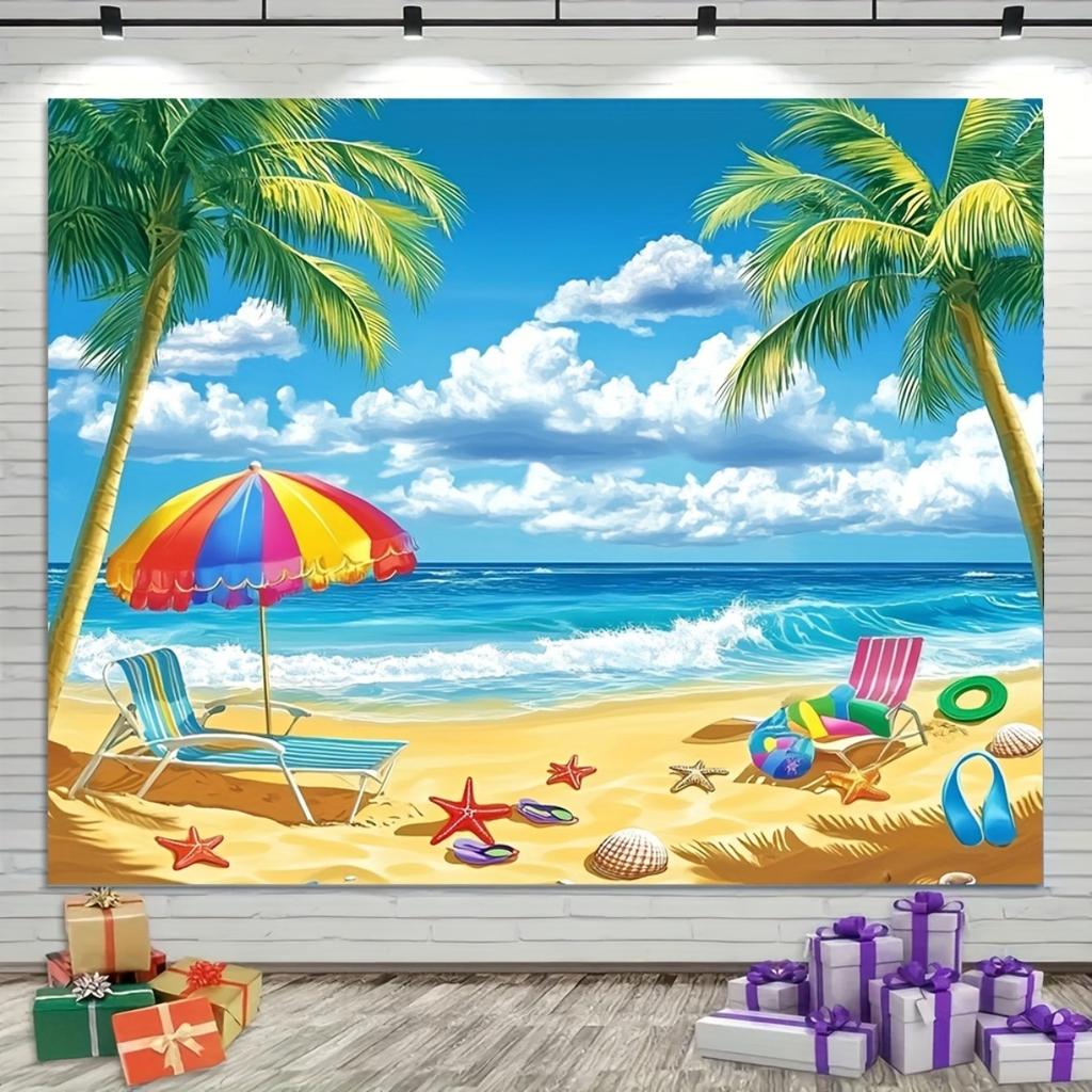 2D plane 1 piece of tropical beach background fabric photo background decorative scene