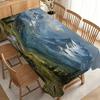 Mountain Valley Scenery Tablecloth with Snow-Capped Peaks, Green Valleys And A Winding River, Durable, No Electricity Needed, Perfect for Dining Room 