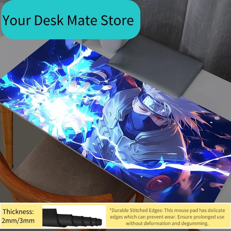 Naruto Kakashi Hatake Mauspads Groß Gamer Gaming Zubehör Speed Tastatur Gummi Sperrkante Schreibtischunterlage Laptop Mauspads