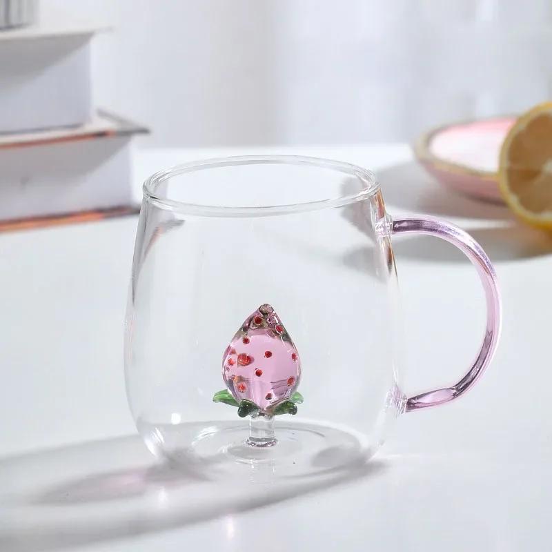 FATUBE Creative High Borosilicate glass Cup Three-Dimensional Animal/Plant Shape Single Layer Coffee Milk Cute Transparent cup