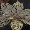 24 Pcs Gold Christmas Poinsettia Glitter Ornament, Christmas Tree Decoration, Christmas Flowers, Christmas Decor Ornament For Christmas Party Christma