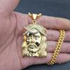 HIP Hop Gold Color JESUS Piece Head Face Pendants Necklaces with Zircon Stainless Steel Chain Collier for Men Christian Jewelry