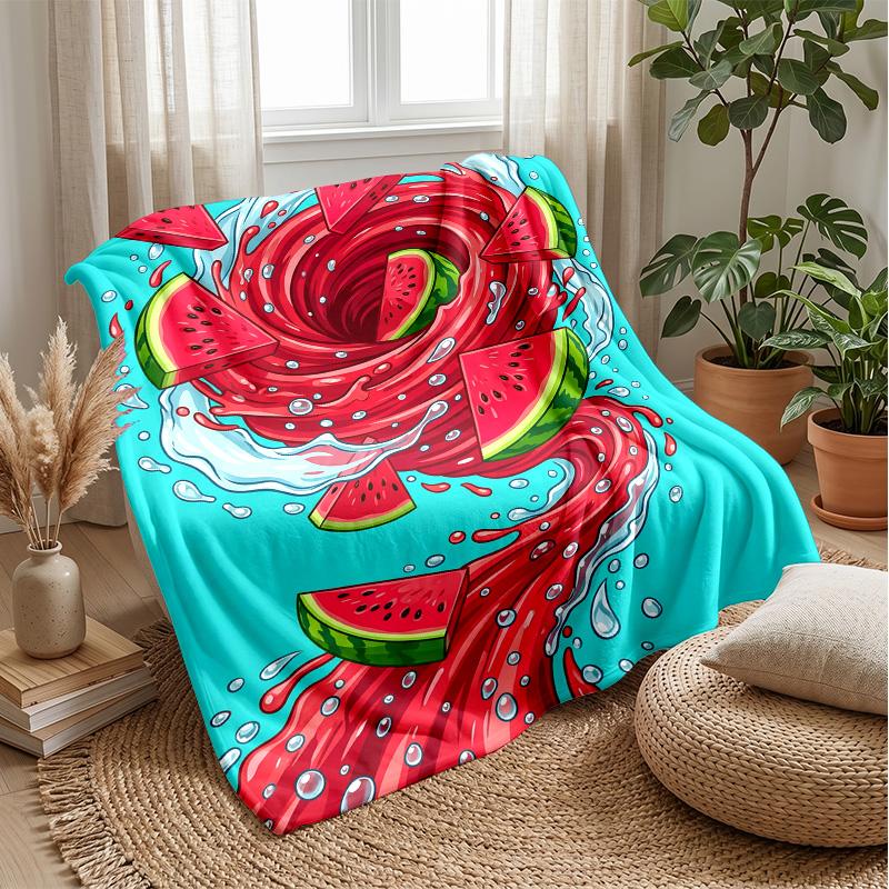Watermelon Splash Art 1 Theme Blanket Lightweight Warm Flannel Blanket Decorative Throw Blanket for Home Decoration