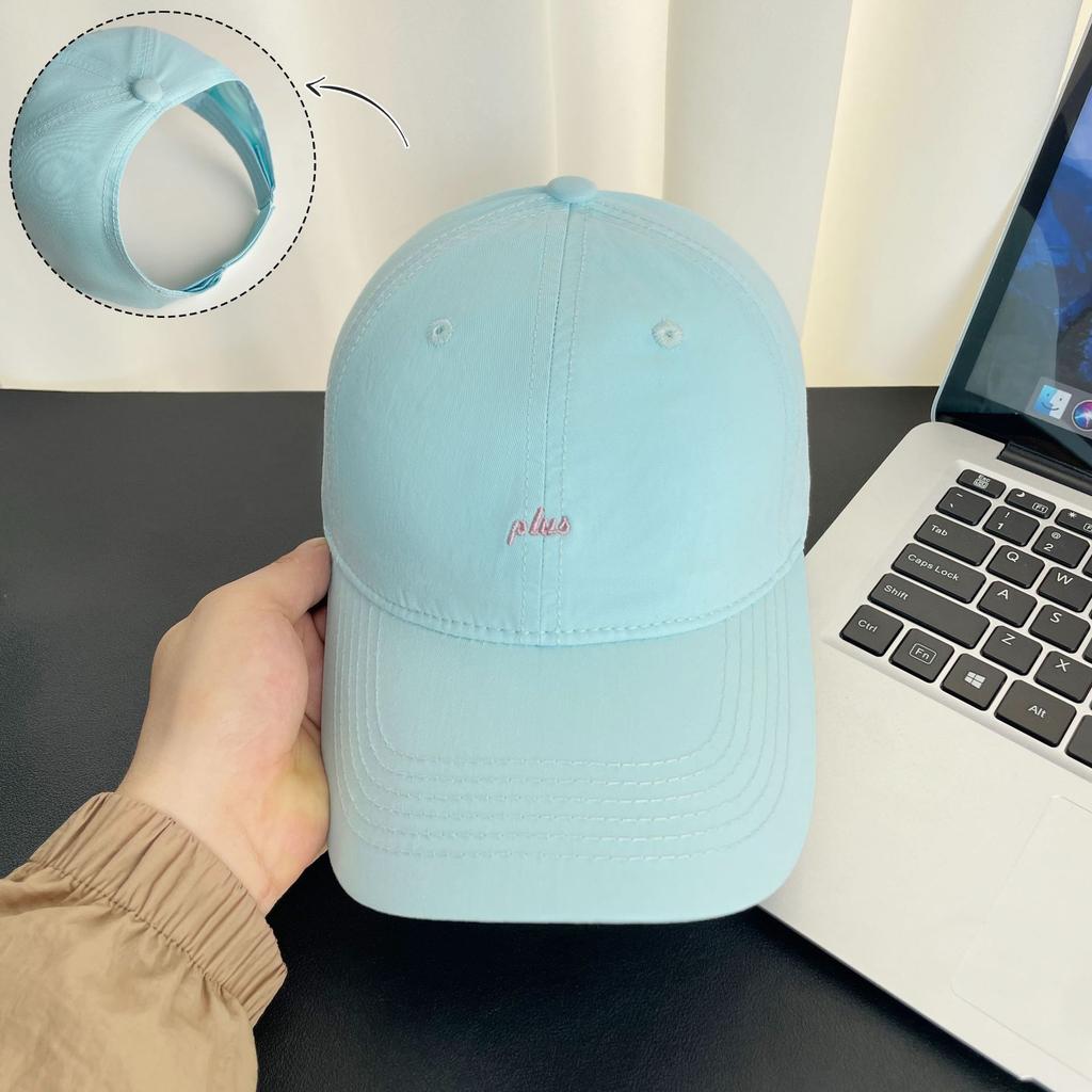 R Letter Embroidered Baseball Cap Women's Summer Versatile Can Tie Ponytail Empty Top Hat Outdoor Face Small Sunshade Cap