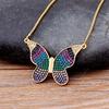 Nidin Top Quality Copper Zircon 12 Styles Charms Butterfly Pendant Chain Necklace for Women Gold Plated Vintage Boho Jewelry
