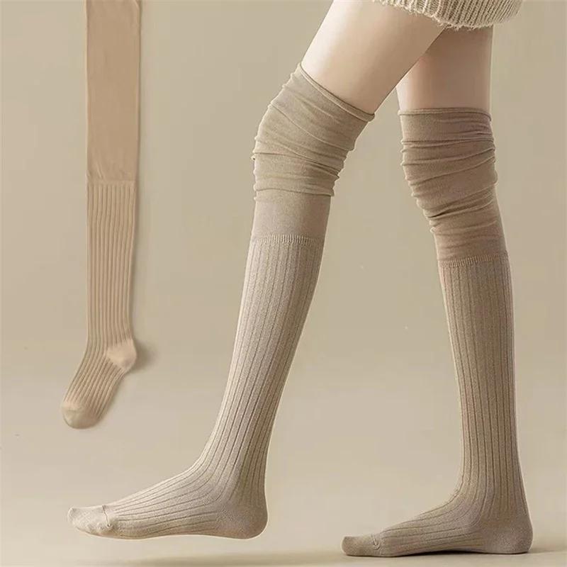 Women'S High Solid Colour Patchwork Socks High Elasticity Stockings Knee High Socks Thin Long Stacked Socks