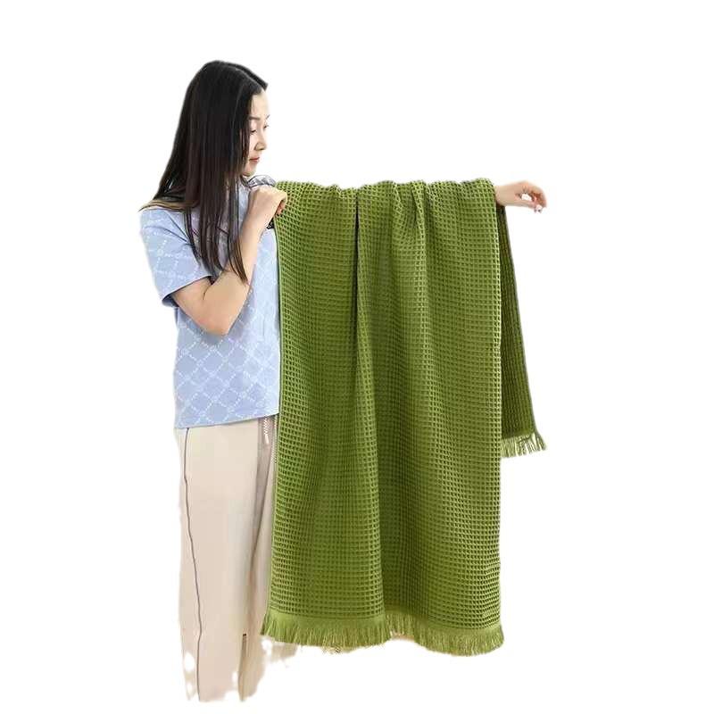 Class A Combed Cotton Waffle Bath Towel: Soft, Enlarged Pure Cotton Honeycomb Shawl for Adults (90x180 Cm)