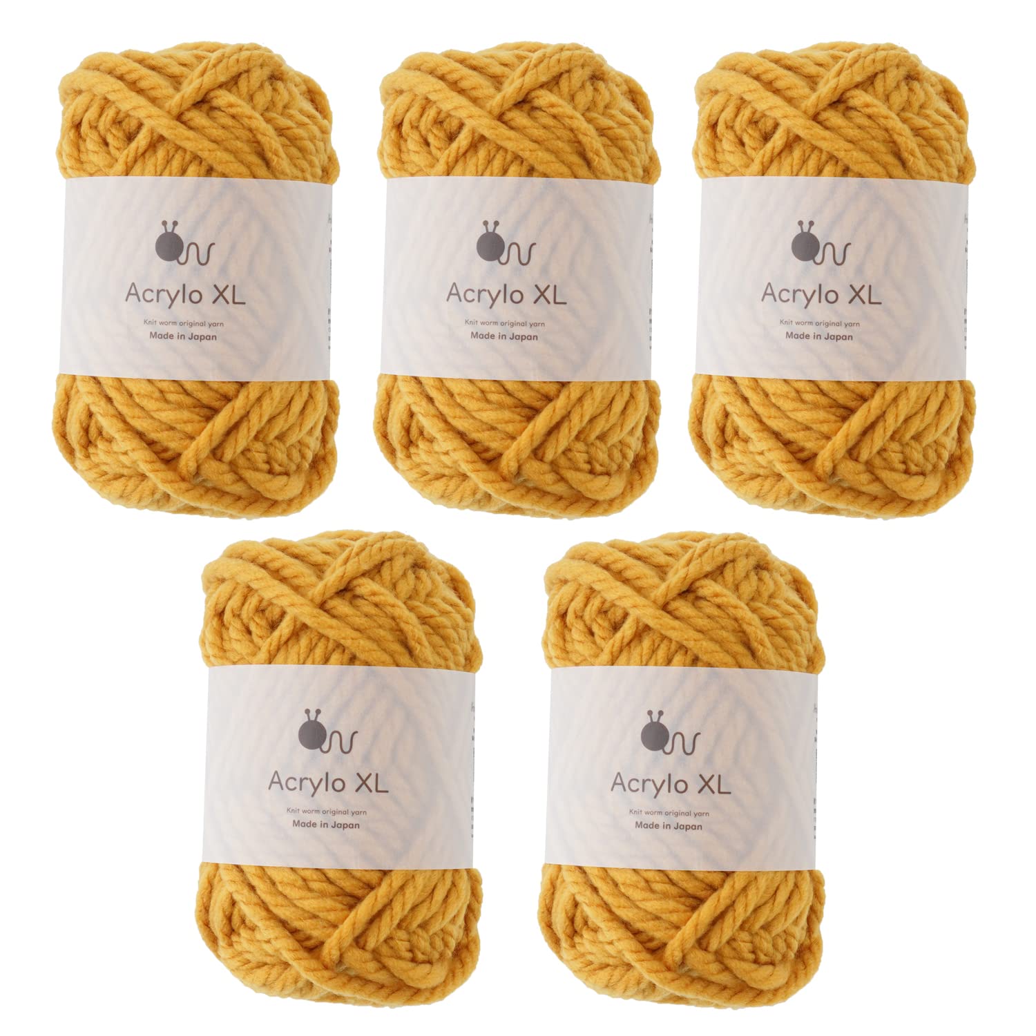 

Acrylo XL Extra Thick Wool 50g Made in Set Yarn, (approx. 27m), Japan, 5-Ball (3. Mustard)