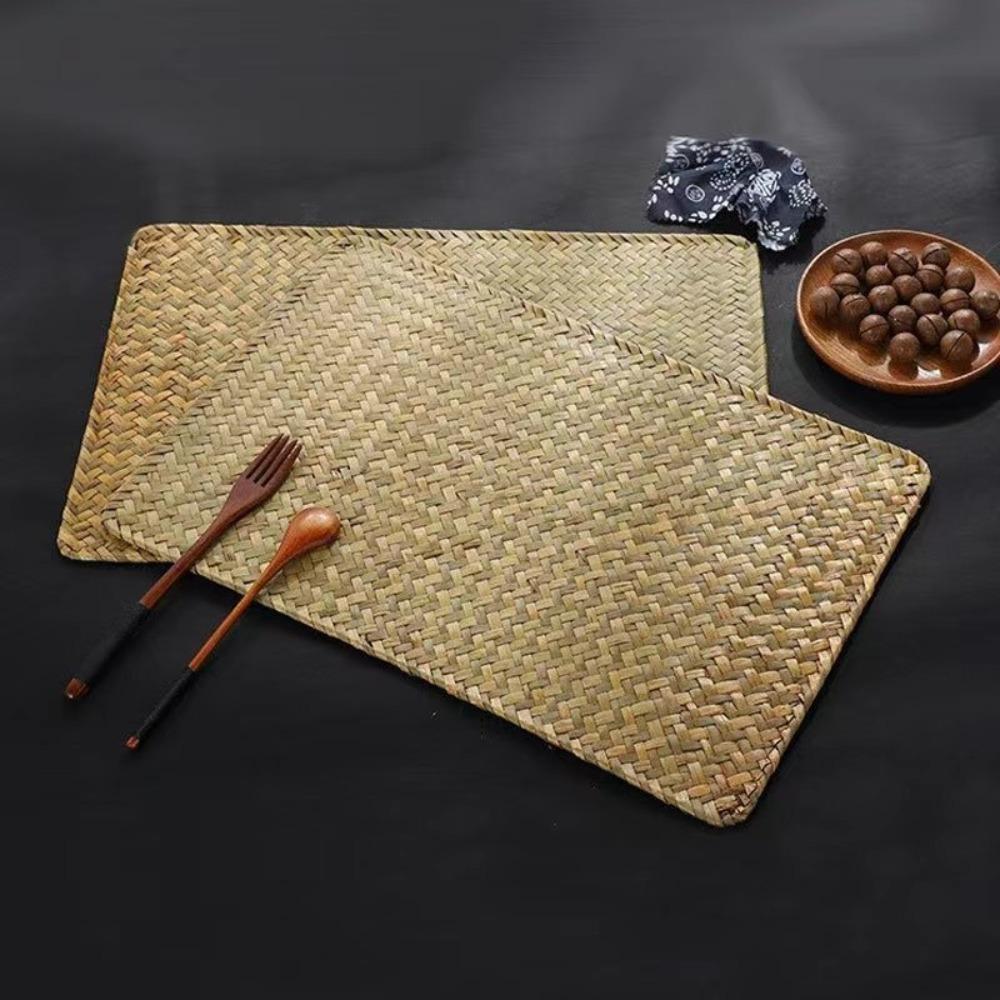 Natural Woven Rattan Table Placemats Heat Resistant Tablecloths Indoor Placemats Kitchenware