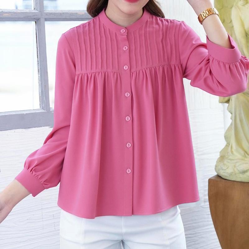 

ZANZEA Женская повседневная однотонная свободная блузка с круглым вырезом и рукавом 3/4 S