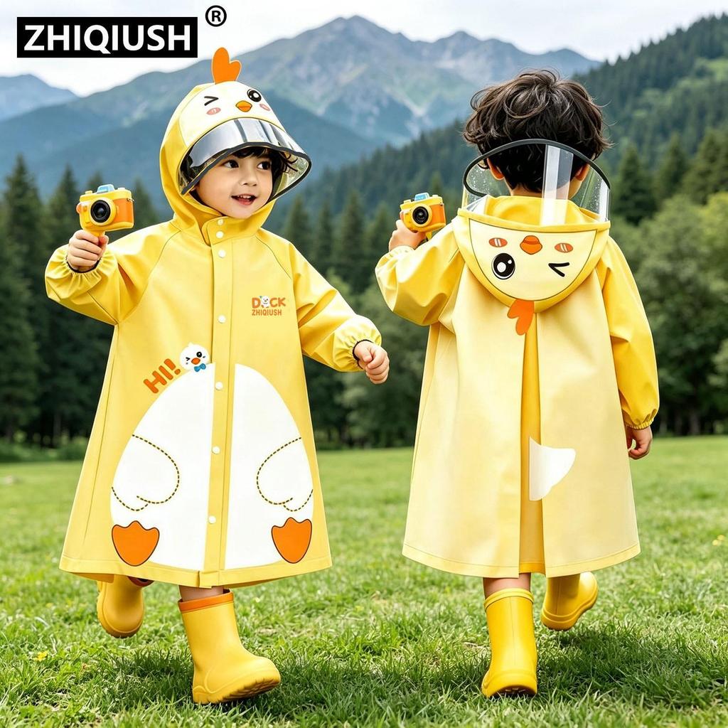 Kids' Cartoon Raincoat - Cute, Waterproof, Outdoor Rain Cape for Boys and Girls in Kindergarten and Primary School