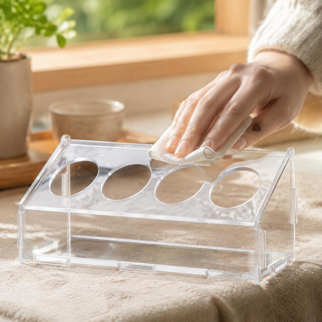 Acrylic Quail Feeding Station Compact Dispenser Sturdy