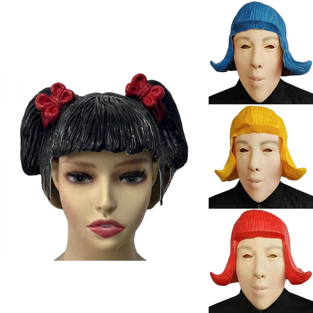 Halloween Latex Wig With Colorful Bobo Hairstyle For Cosplay And Costume Parties