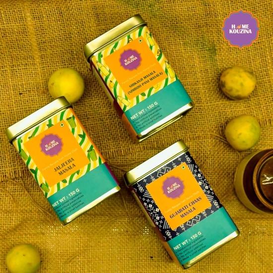 Home Kouzina Summer Refresher Combo – 3 x 150g | Chaas Masala, Jaljeera Powder | Instant Drink Mixes | Digestive, Tangy Indian Summer Coolers